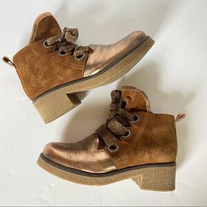 Casta Larga Ankle Boot Brown Suede Metallic Toe Size 37